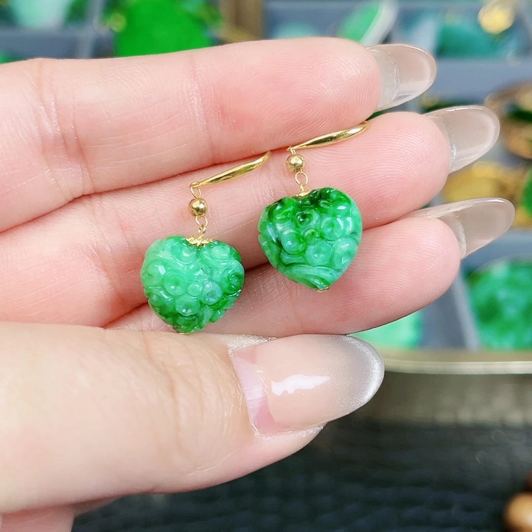 翡翠颈饰18K金镶嵌耳饰