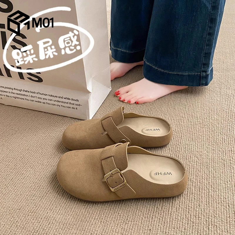 M01踩屎感勃肯拖鞋女秋季新款孕妇外穿一脚蹬软底宽松半拖博肯鞋