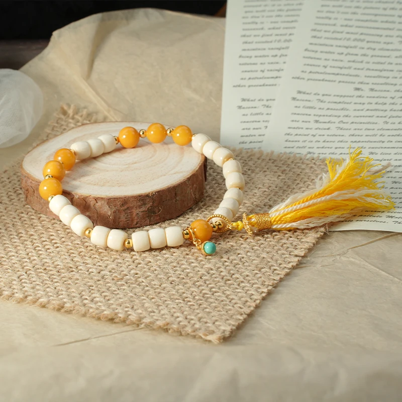 “金珀苏影”天然猛犸牙约6*5mm   新中式手串