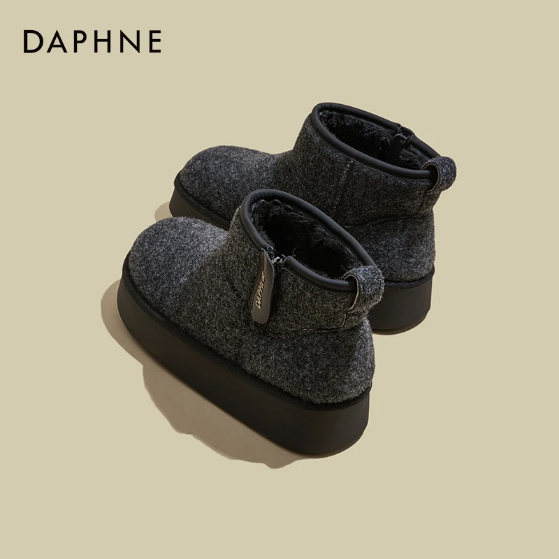 达芙妮加绒厚底雪地靴女2025年冬季新款轻便透气棉鞋保暖加厚短靴