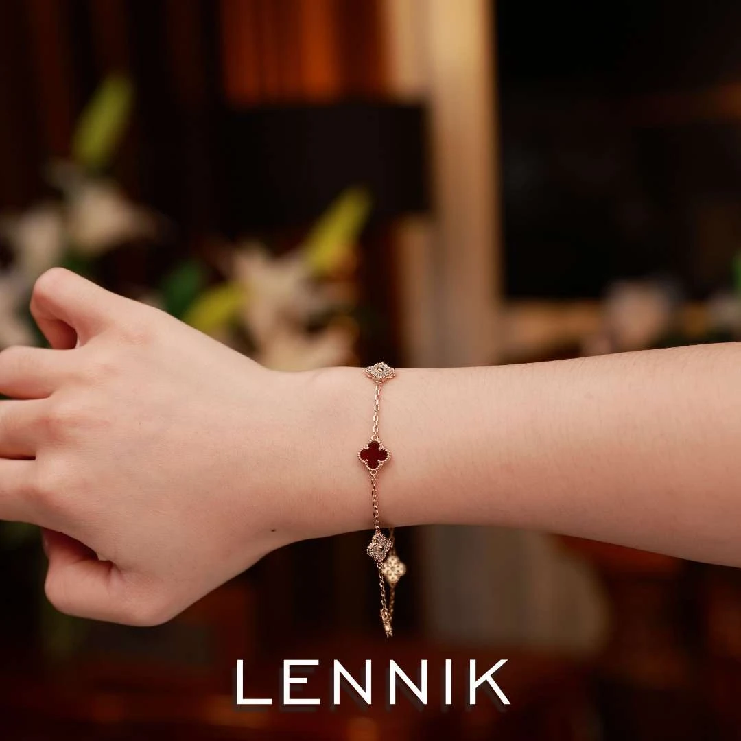 lennik/lennik 合金手链 厚镀18K金四叶草时尚百搭手链