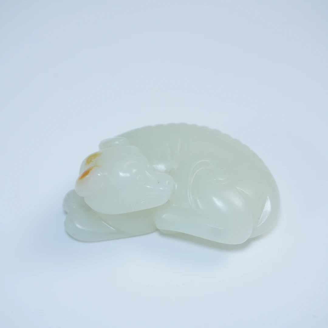 清代和田玉卧狗446686*古玉*传承