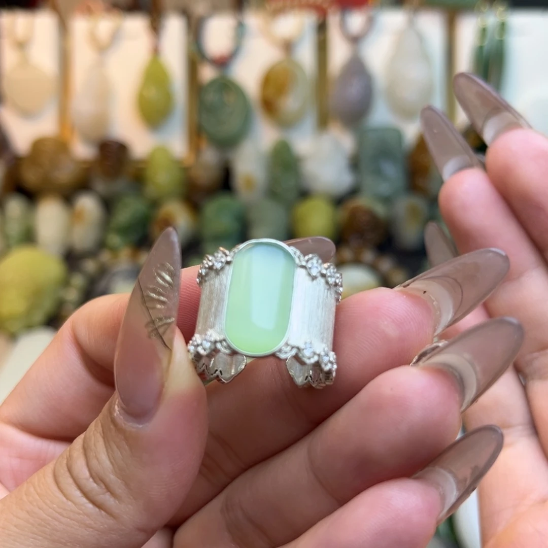 和田玉颈饰银S925镶嵌