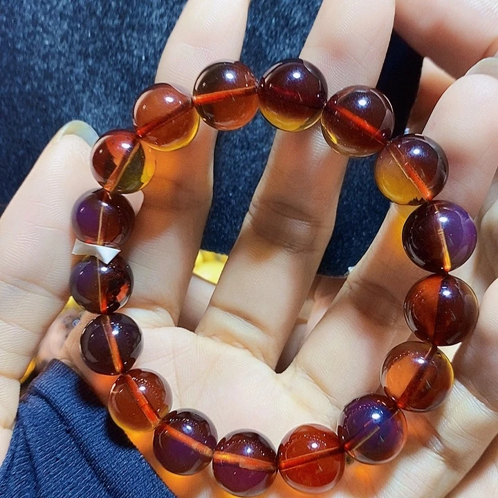 蓝珀未镶嵌珠宝奇石墨西哥红蓝手串11