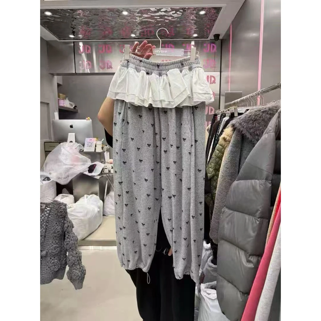 韩国定制款加绒卫裤