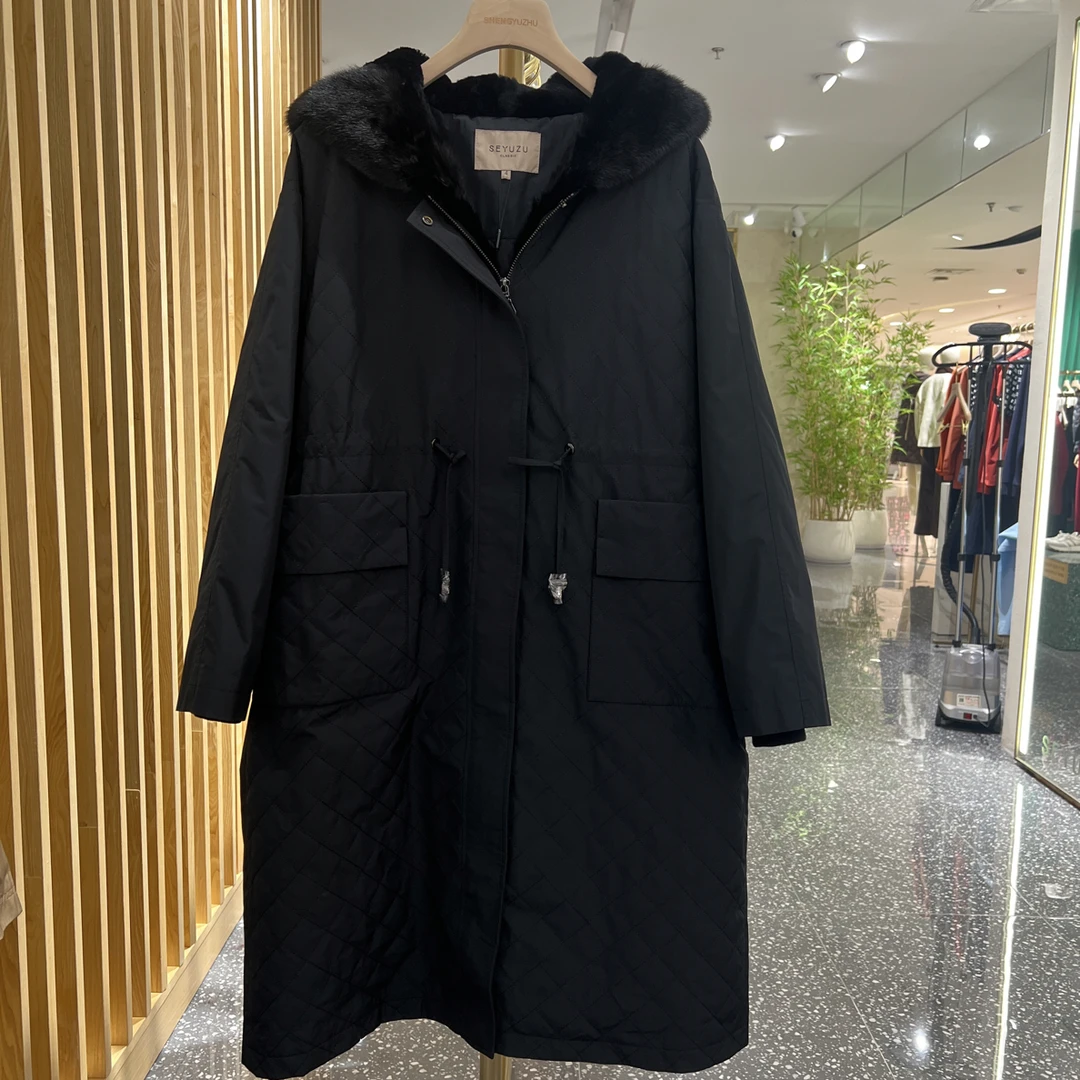 声雨竹6NE07冬季新品长款厚款派克服气质休闲保暖加厚款棉衣