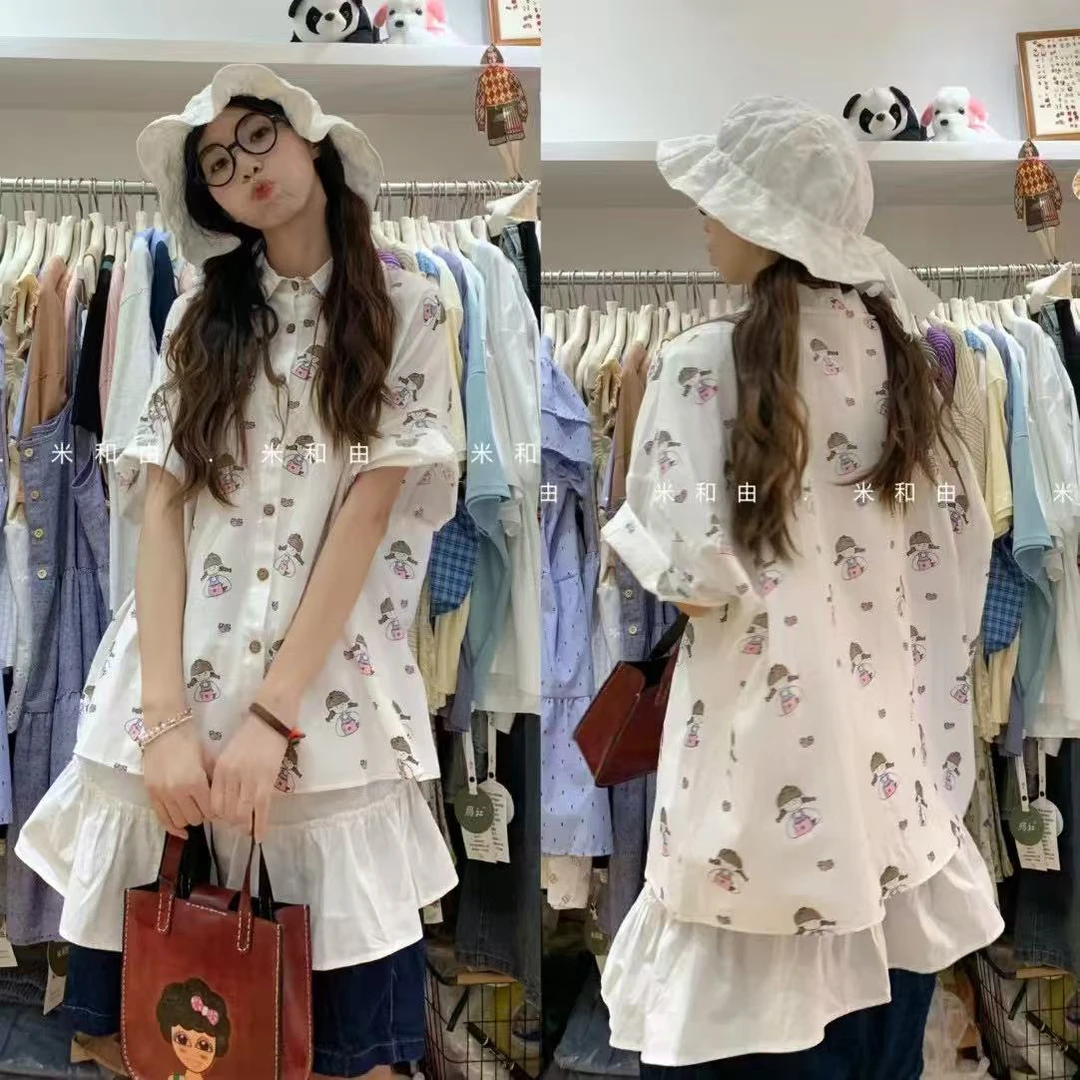 MY#24121夏季福利高品质卡通精致女孩衬衫，衣长：70cm