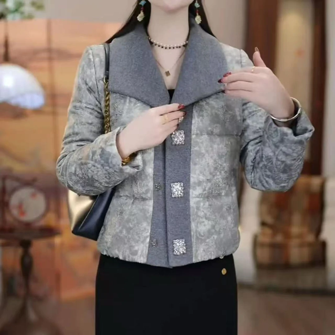 2025冬款新中式鎏金织锦国风加厚时尚提花保暖外套Q26