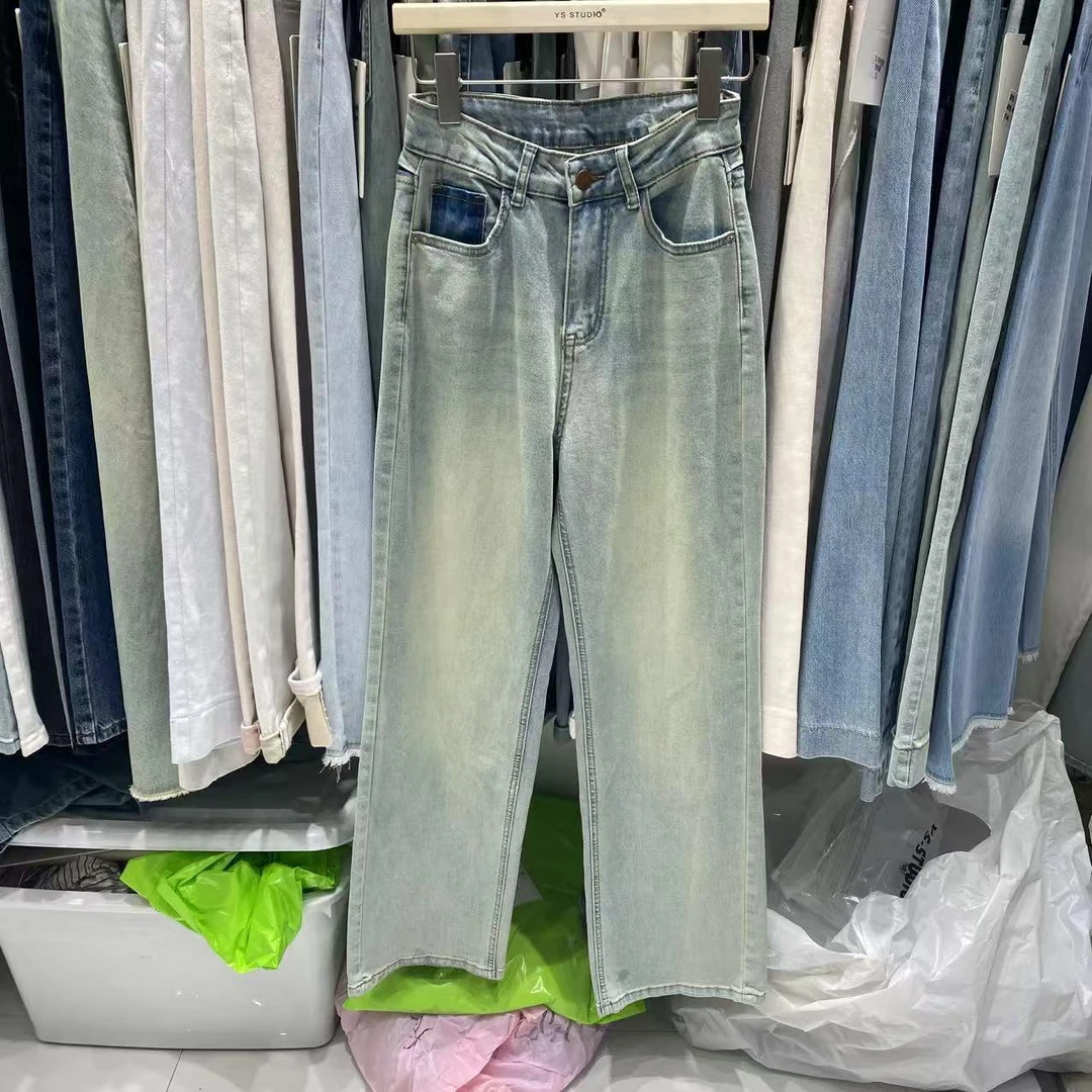 【YS】浅蓝色阔腿裤2152