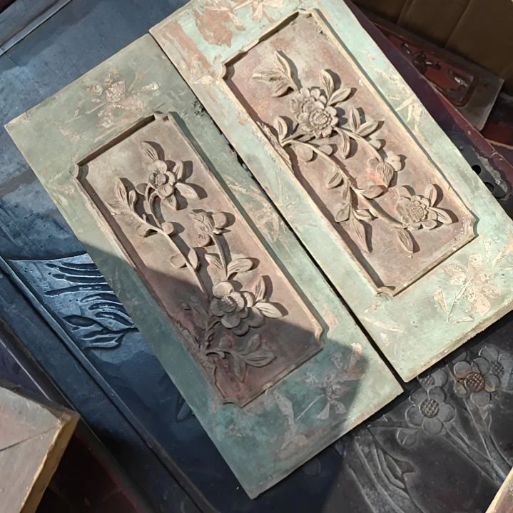 香榧木刀*老木雕老花板一对