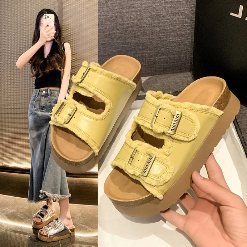 厚底增高勃肯鞋女2025夏季新款复古时尚百搭休闲配裙子沙滩一字拖
