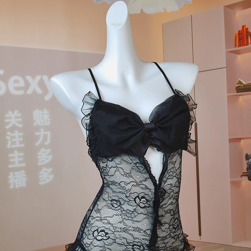 80-200斤大码内衣甜美蝴蝶胸杯性感吊带睡衣裙女连体衣套装