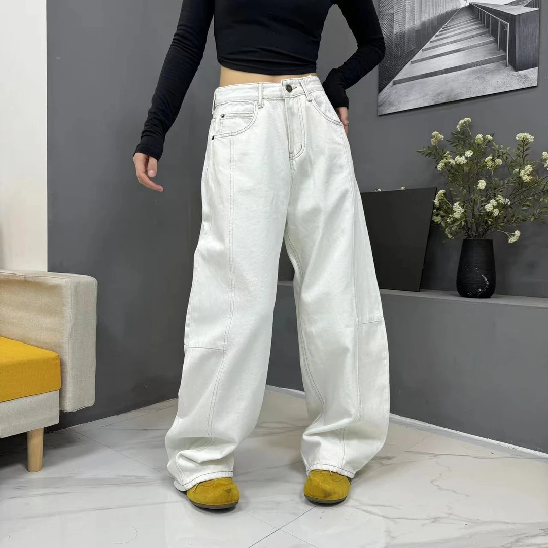 爆款春款弯刀裤拖地裤高腰显瘦8325百搭软牛仔裤女宽松女士大码