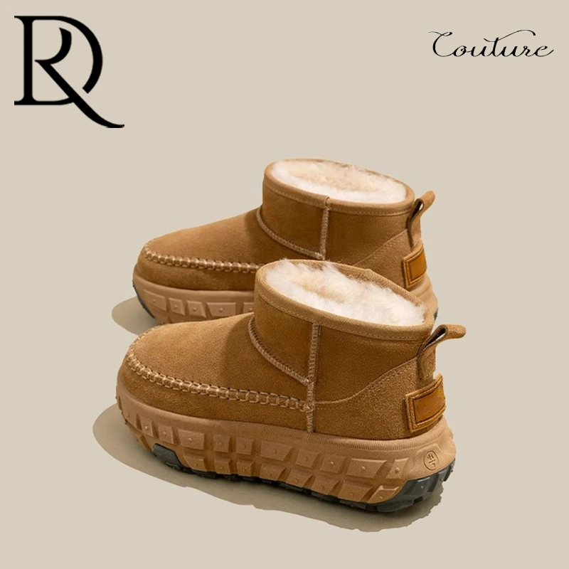 【DR专柜正品】厚底雪地靴女款2025冬短筒加绒加厚内增高休闲棉鞋