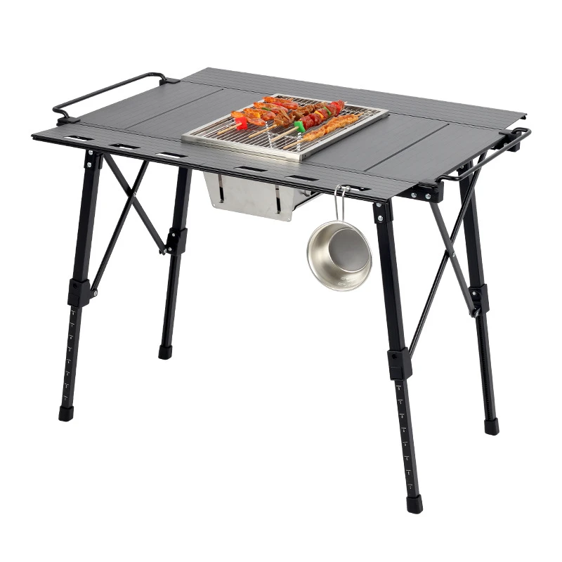 高级感野餐桌椅可拓展多功能户外露营桌移动厨房IGT桌升降桌