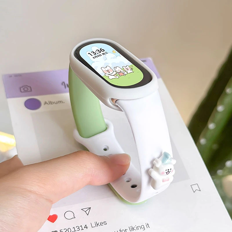 UhADa适用小米手环10表带可爱线条小狗小米手环9表带夏日硅胶表带