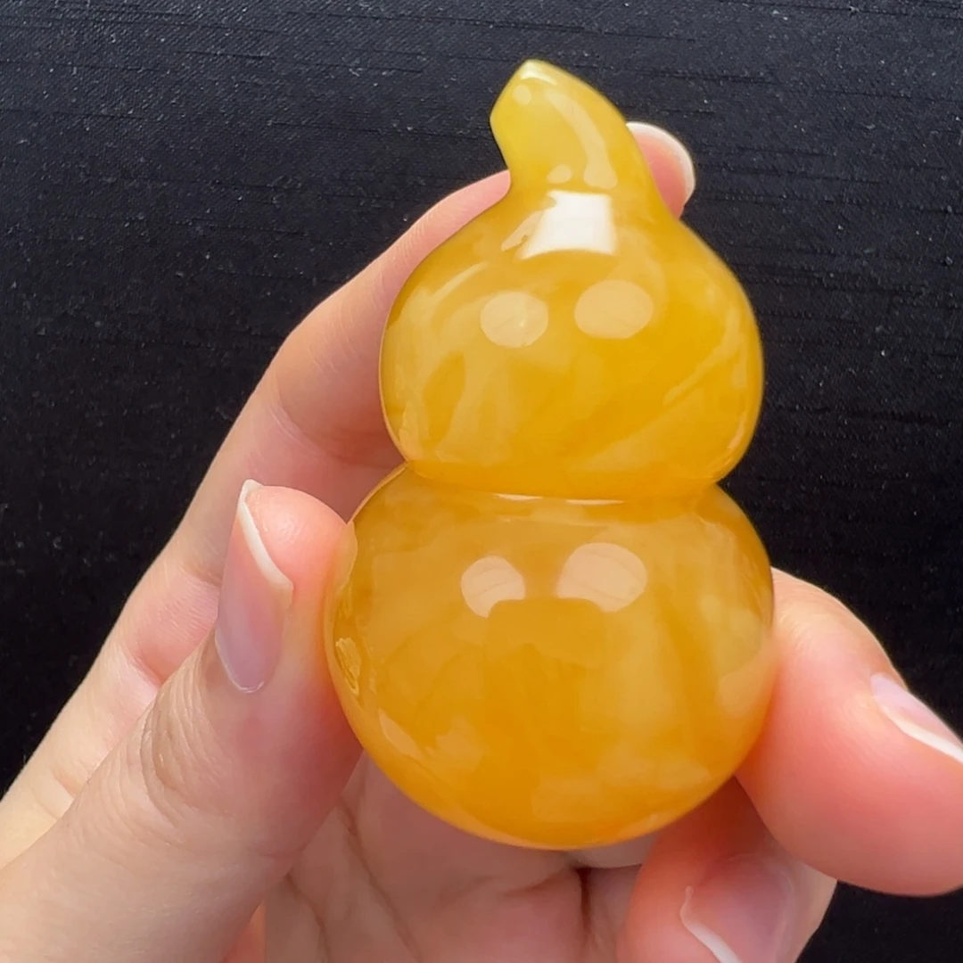 琥珀未镶嵌裸石焦皮橘红浓蜡葫芦