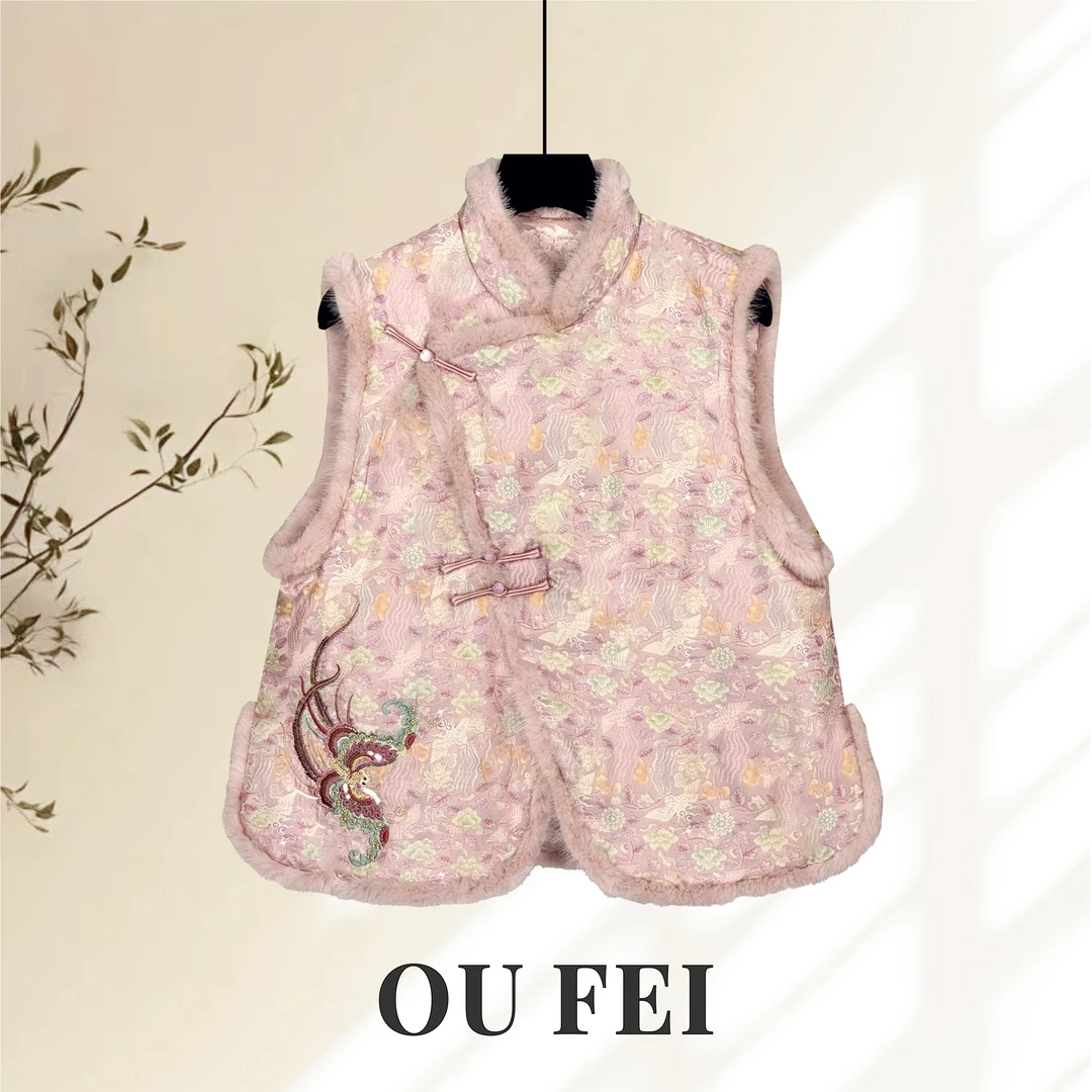 【云上花】Ou新中式国风蚕丝棉时尚气质毛马夹复古高级厚款女