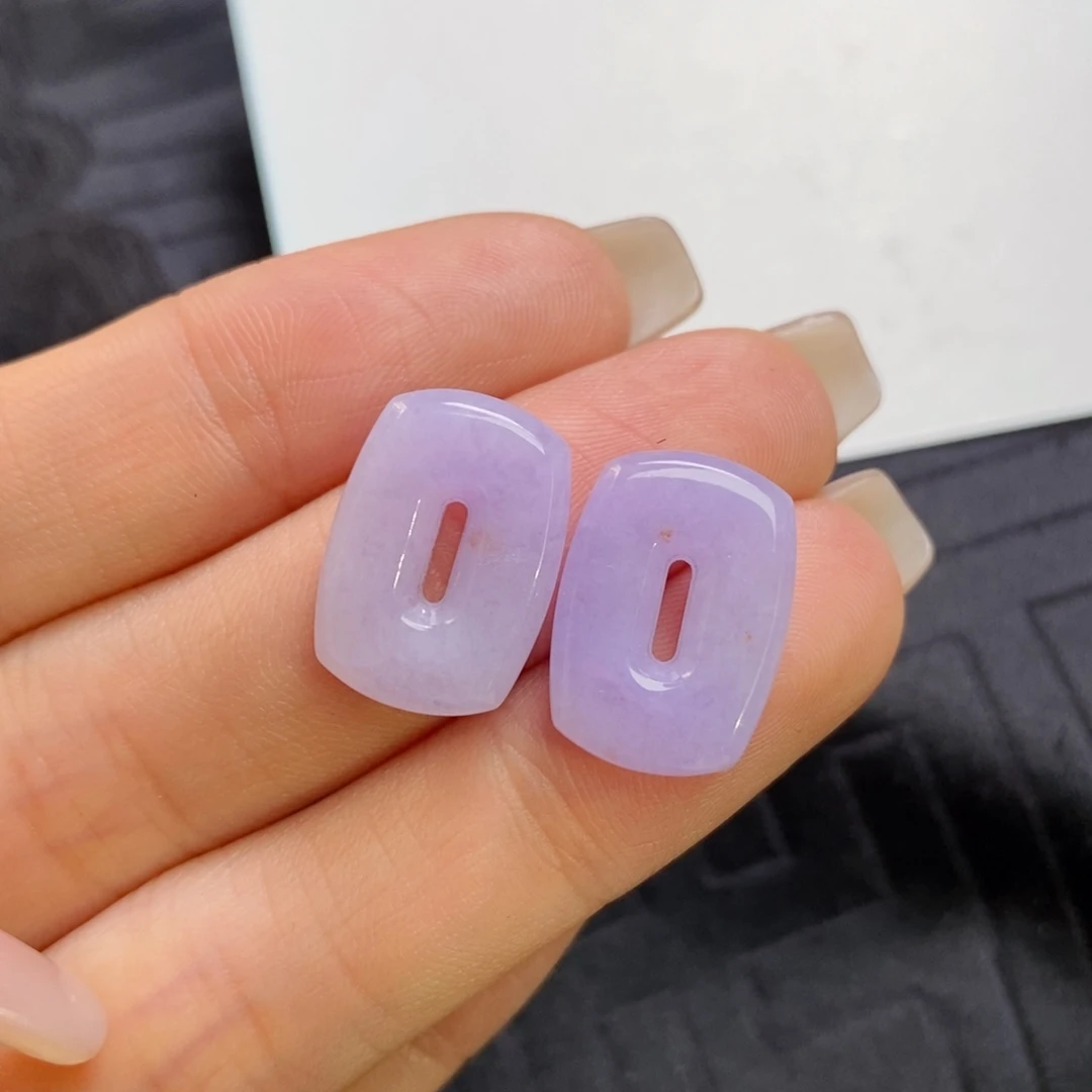 翡翠未镶嵌耳饰紫罗兰方糖