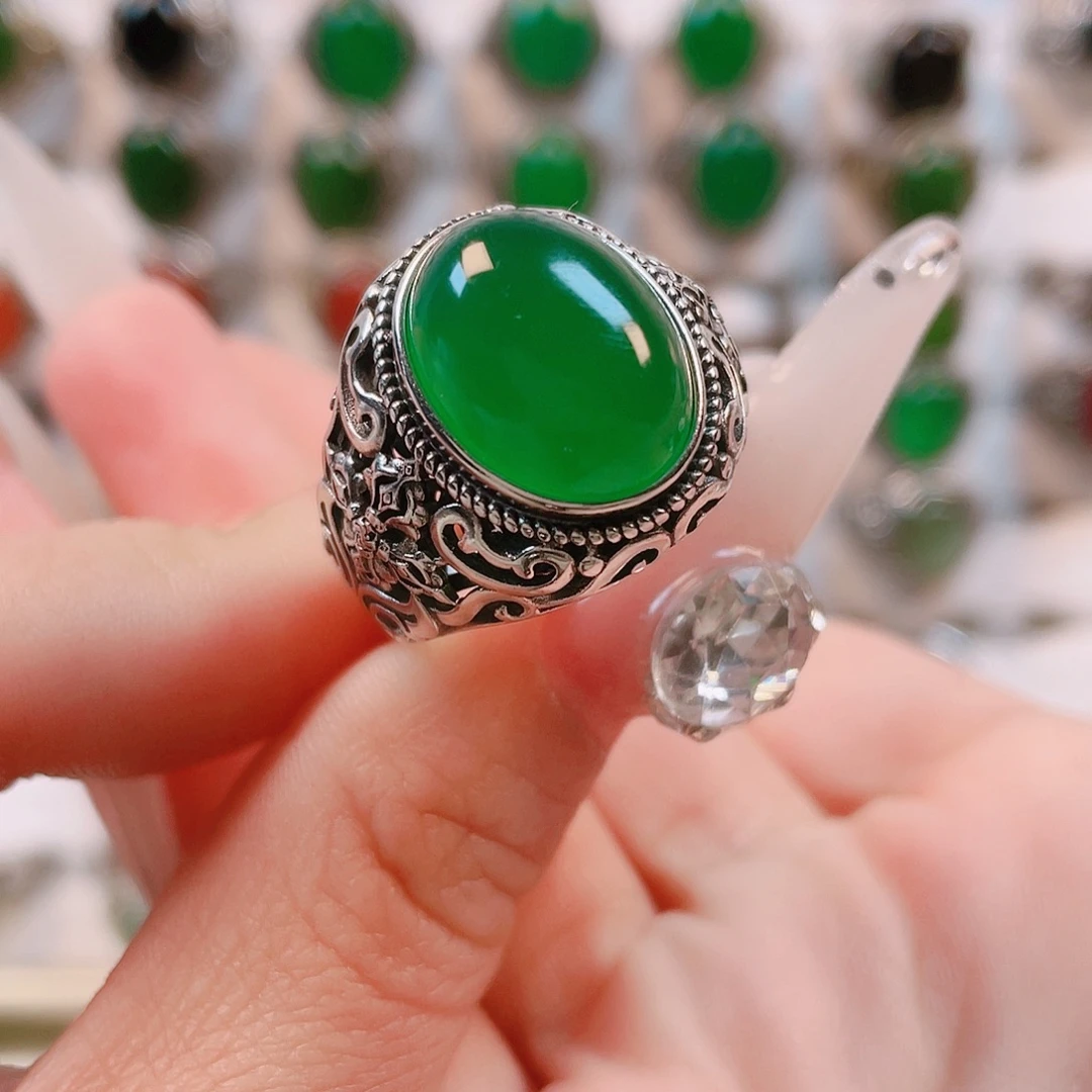 萨***米玛瑙/玉髓银S925镶嵌戒指