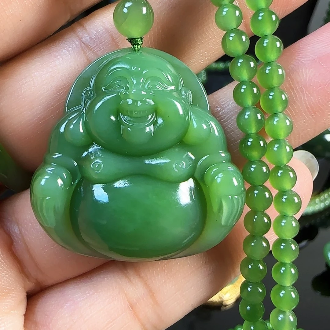 和田玉（碧玉）18K金镶嵌颈饰