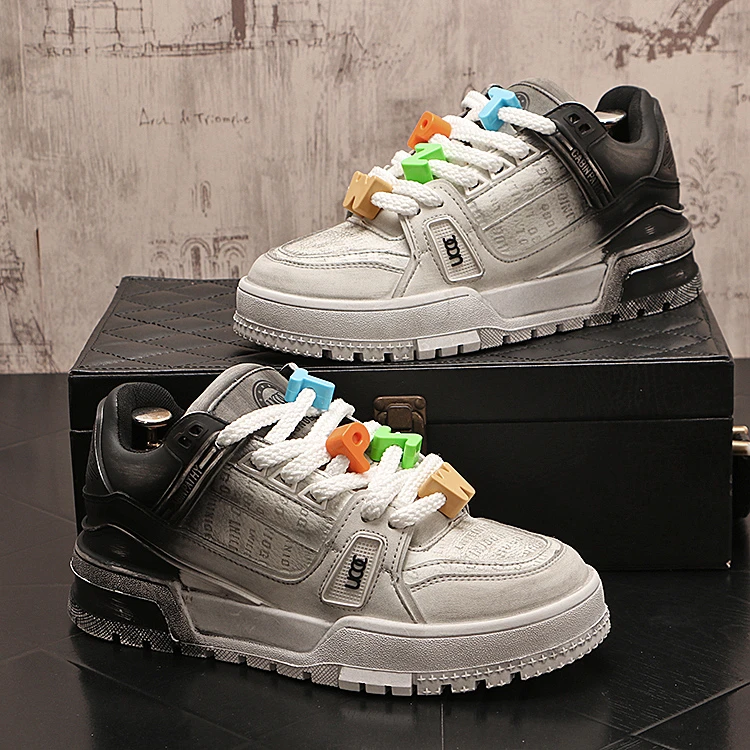 okkdey男士轻奢板鞋厚底增高水钻时尚休闲鞋百搭低帮软底潮鞋