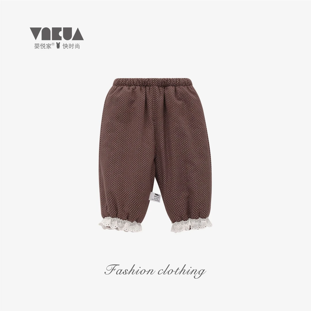婴悦家冬款女宝时尚复古加厚款百搭田园波点裤子1200g 89574