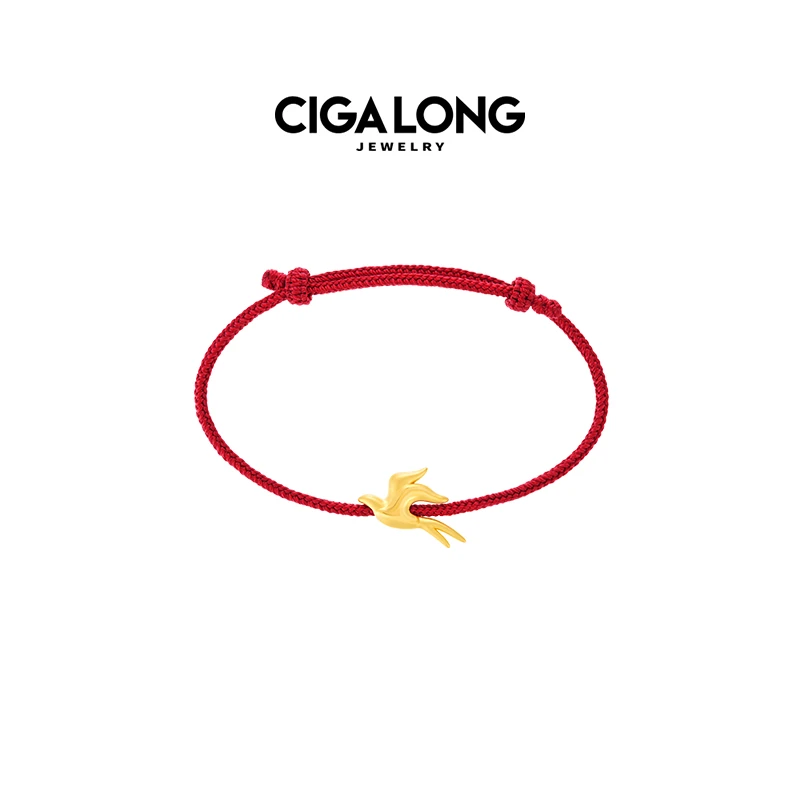 CIGALONG福至燕归足金红绳手绳