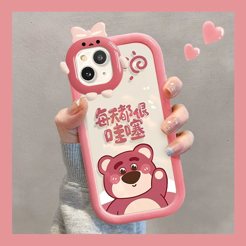 iPhone14手机壳草莓熊小怪兽苹果14ProMax硅胶防摔14plus卡通全包