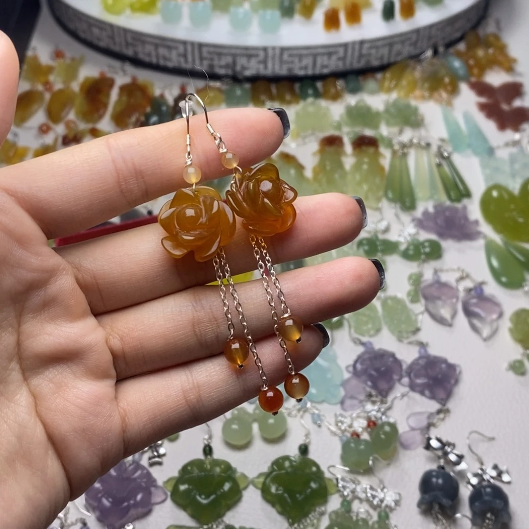 蛇纹石玉合金耳饰/颈饰