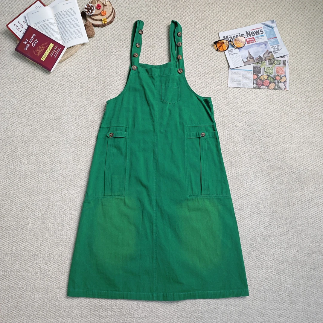 【伊人风尚服饰推荐】2025早春新款百搭时尚纯色带背带长裙9108