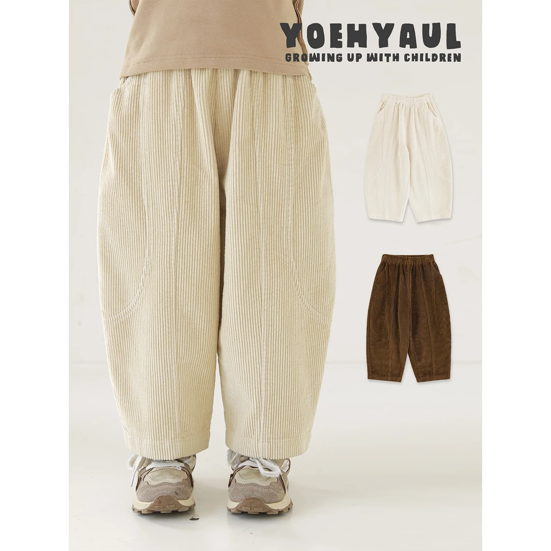 YOEHYAUL/幼悠男童秋一波 耐穿耐磨 复古灯芯绒裤休闲裤 GQ4306