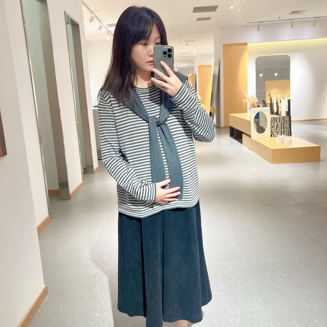 【实体店品质◎百搭王】孕妇木棉绒软糯舒适半身裙百褶裙A字裙