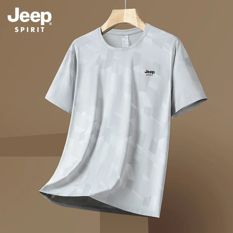 JEEP SPIRIT吉普夏季爆款冰丝T夏季速干短袖男圆领宽松速干衣T恤