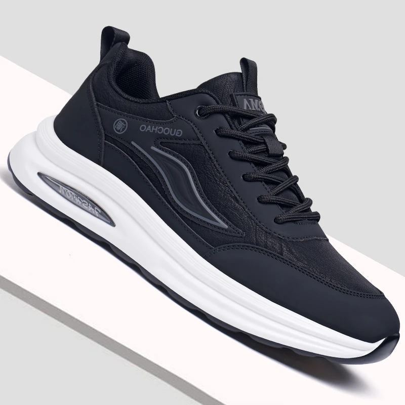 男鞋冬季2025新款加绒皮面男士运动鞋舒适百搭软底保暖休闲鞋子男