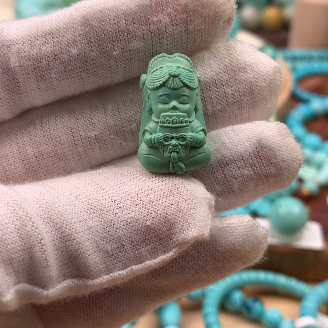 绿松石未镶嵌珠宝奇石高瓷绿扎基拉姆13.7*22.2mm