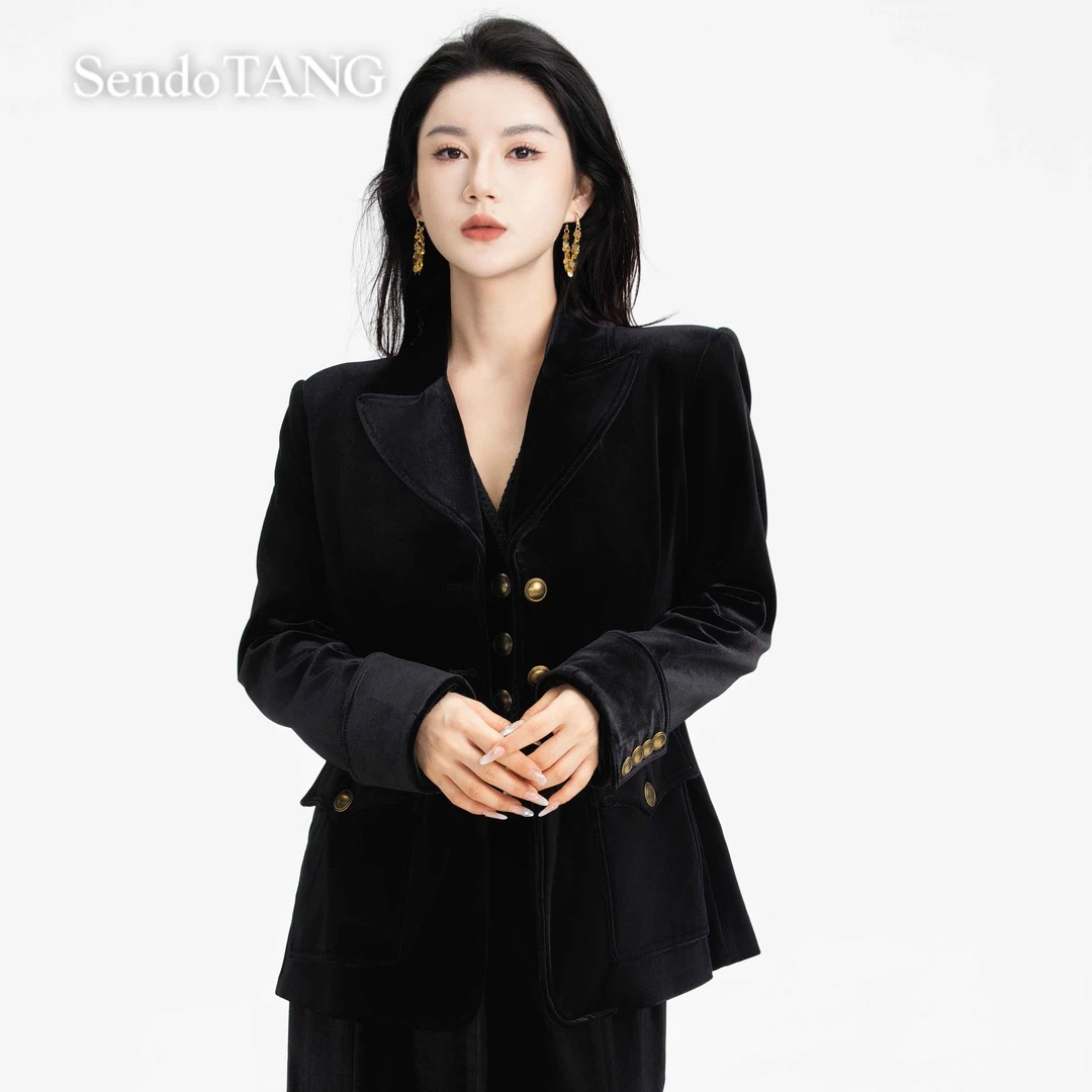 限定高货【黑金】胖多女装新款高级感紧致黑色外套半裙马甲套装