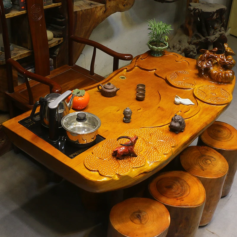 楠木根雕茶台整体树根茶桌椅组合茶几家具树头小型MH10490