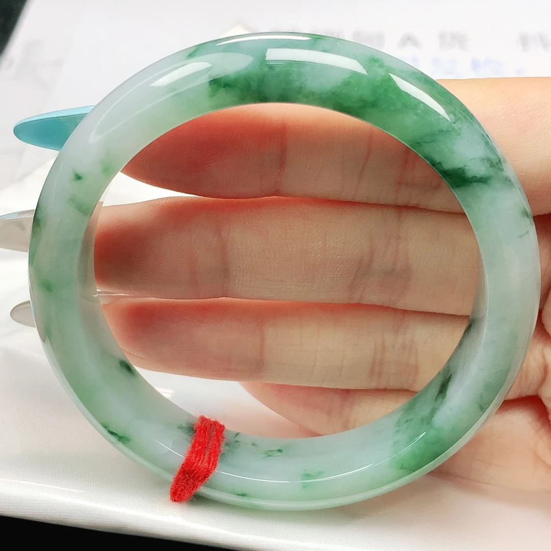 翡翠手镯未镶嵌翡翠56.2飘深花正圈