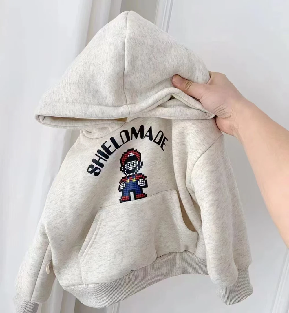 萌娃韩版卡通儿童男童宝宝连帽带帽时尚卫衣上衣