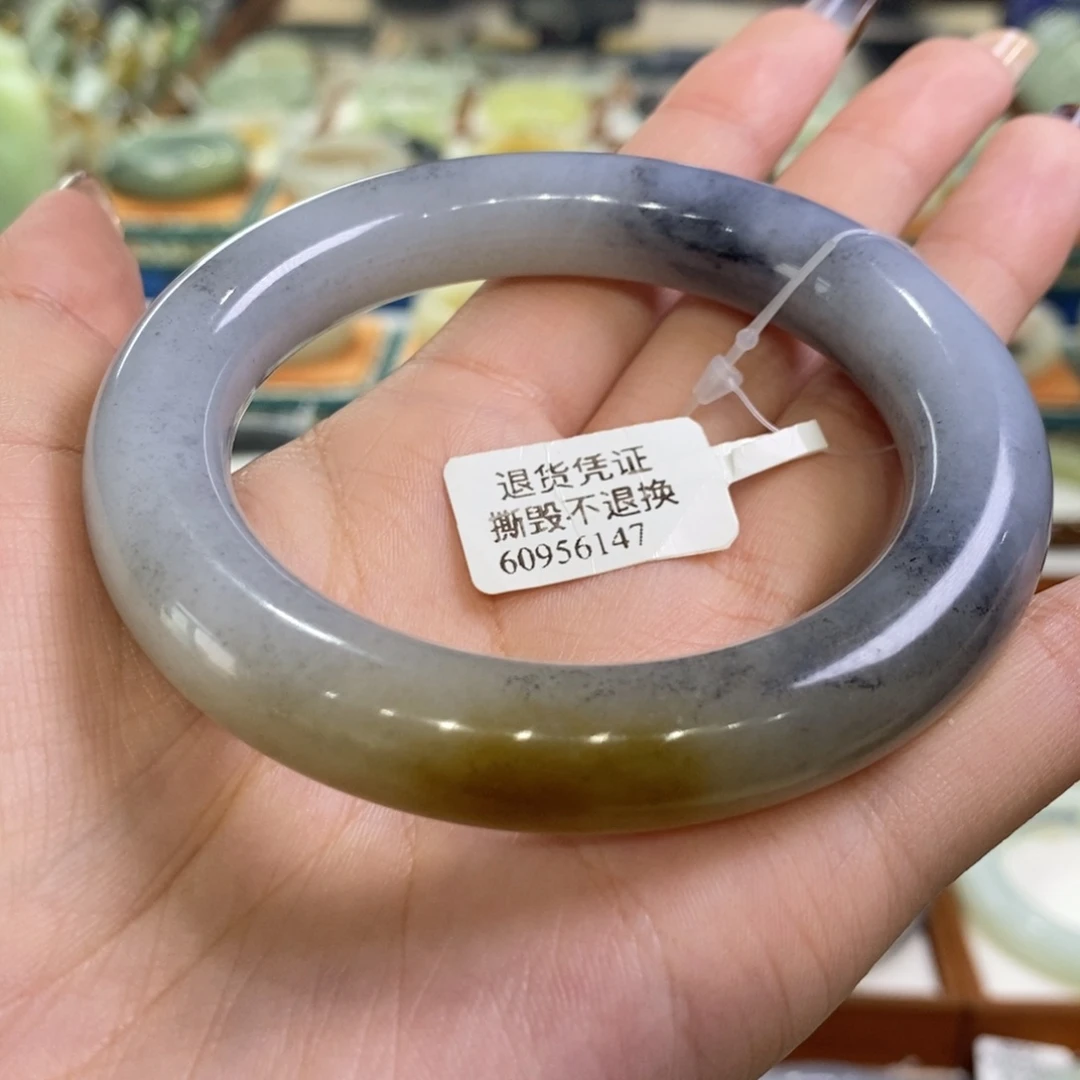 和田玉未镶嵌手镯楼兰三色圆条58/59