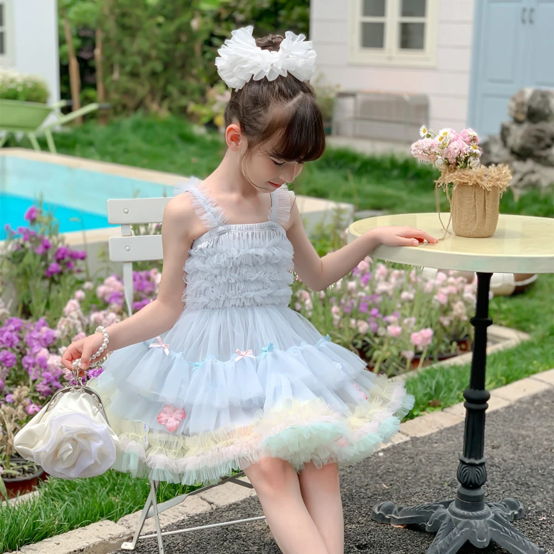 尤画原创设计师女童夏季2025新款女童吊带网纱公主连衣裙68253