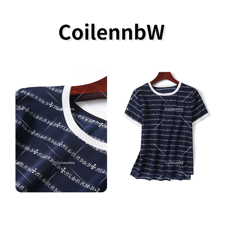 桑蚕丝夏季短袖2025新款印花圆领T恤上衣女TP0203款