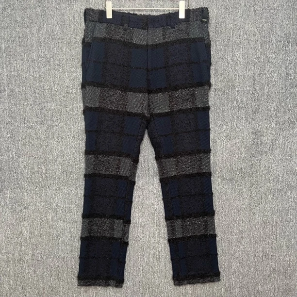 95新 FENDI/芬迪 Fendi 羊毛马海毛混纺格纹长裤/48码/95新/12921