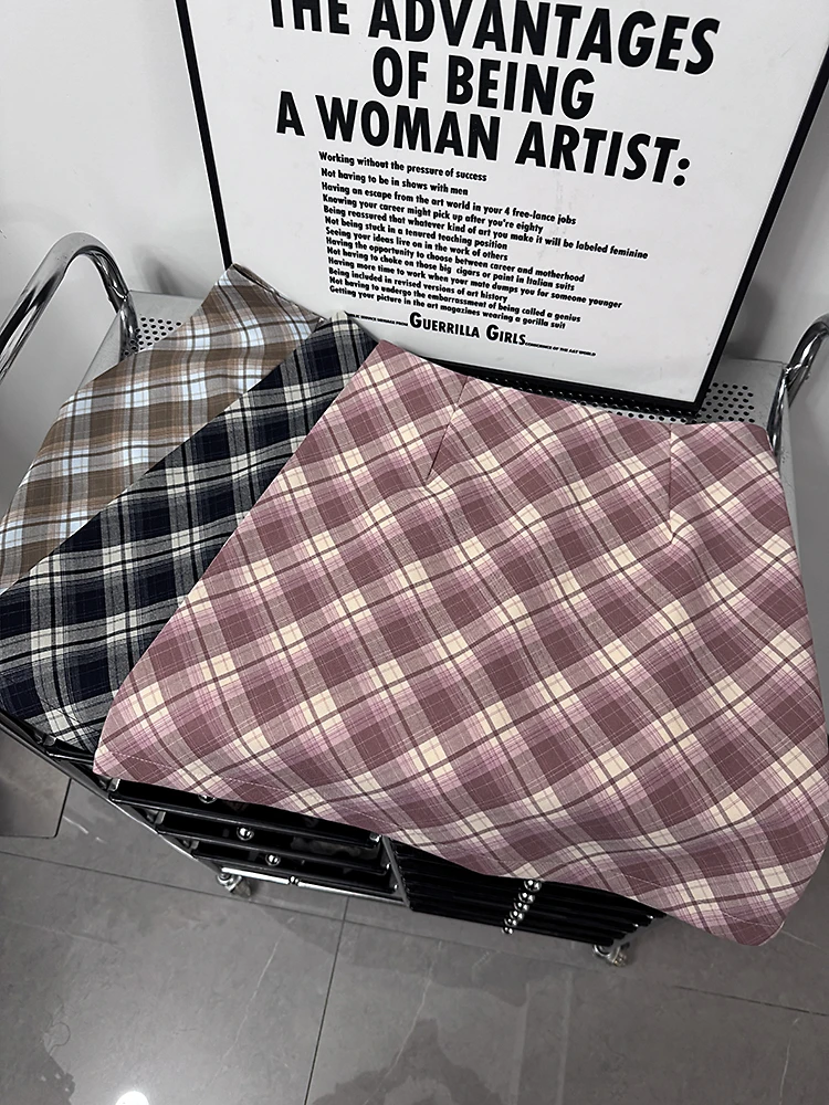 时尚复古格子高腰半身裙女2025春季新款显瘦A字裙短裙休闲夏季