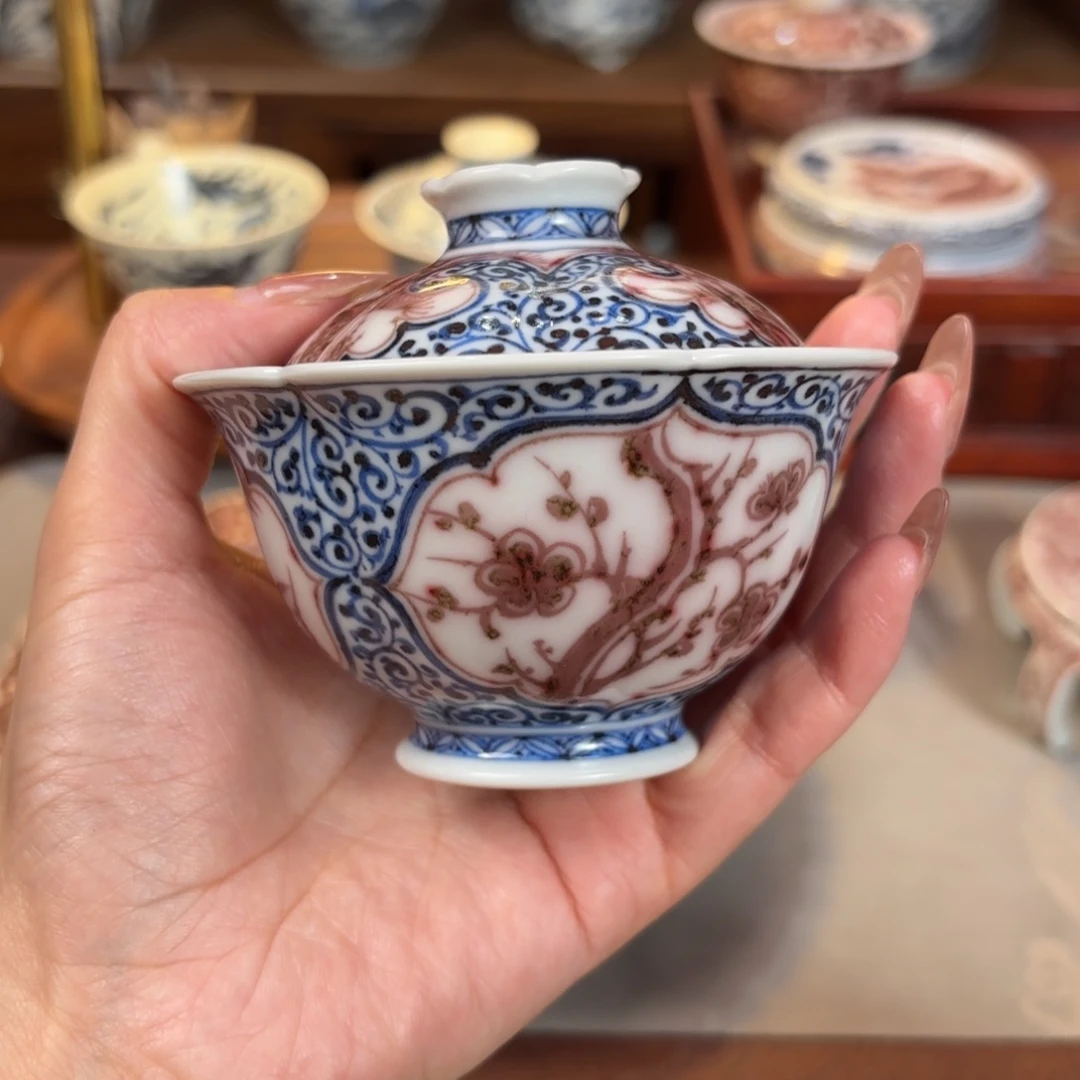 松竹梅博陵造物盖碗
