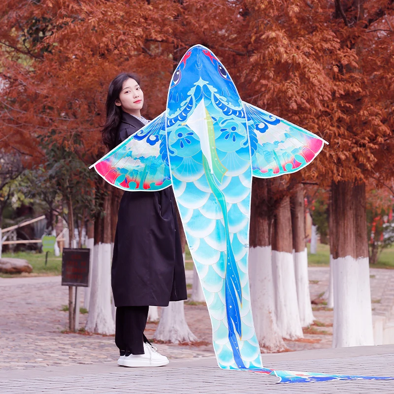 国潮锦鲤风筝大号3M潍坊风筝粉丝带线轮