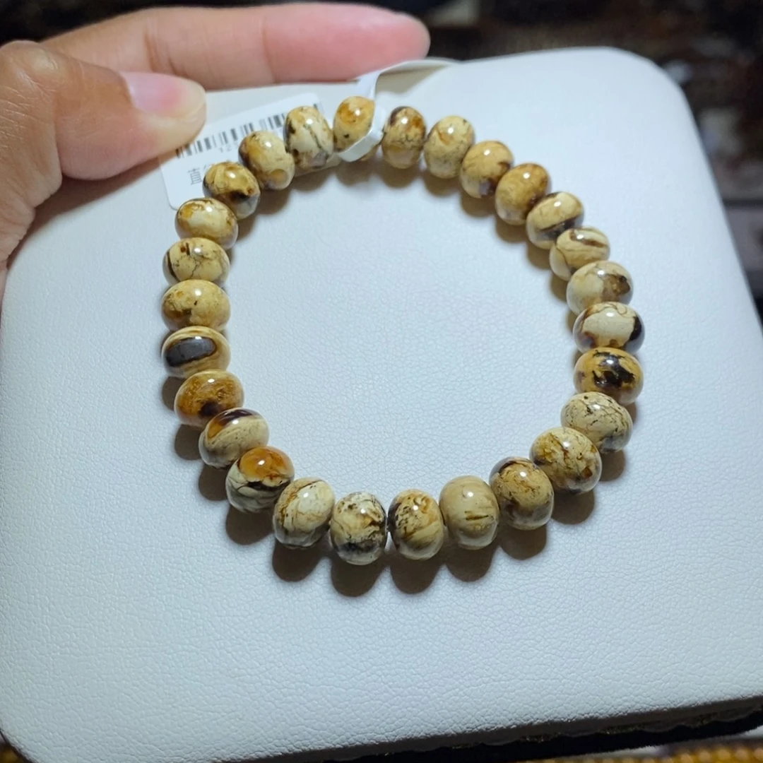 琥珀未镶嵌裸石 干白花8mm