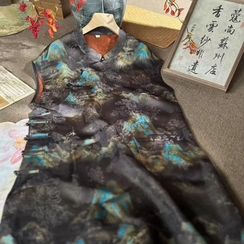 夏季新款新中式国风宽松显瘦时尚减龄斜襟婉兰青山二大衫上衣