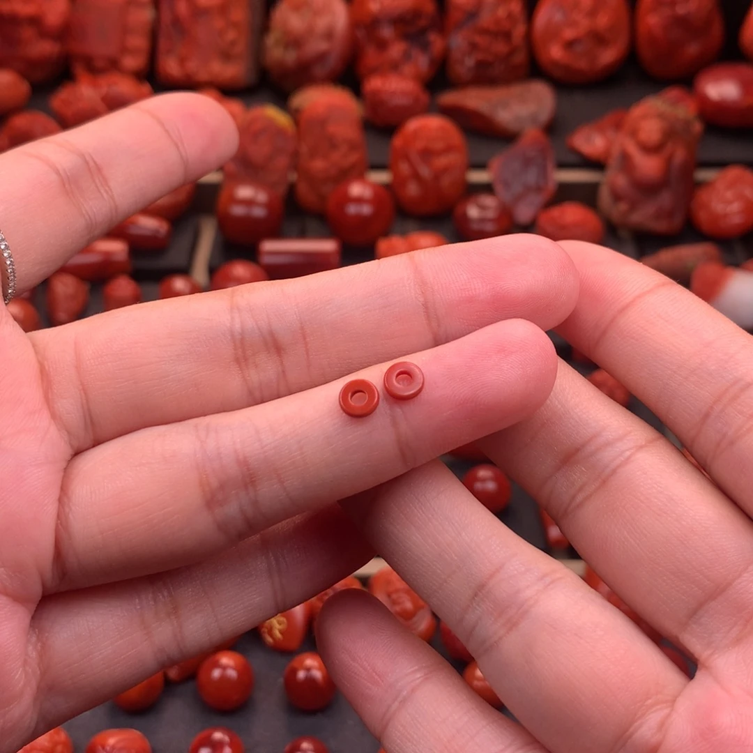 南红玛瑙未镶嵌原矿精工直切隔片5.2mm